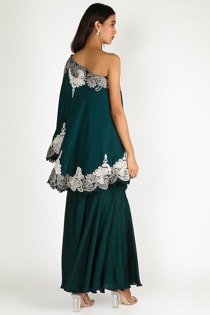 Teal Blue Silk Gharara Set by Minaxi Dadoo at Pernia's Pop Up Shop