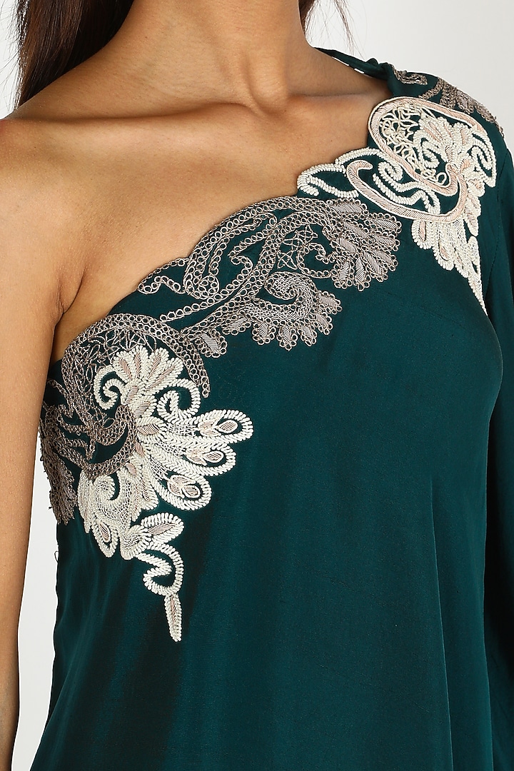 Teal Blue Silk Gharara Set by Minaxi Dadoo at Pernia's Pop Up Shop