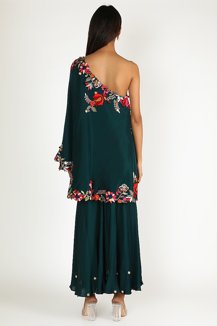 Midnight Blue Embroidered Tunic Set by Minaxi Dadoo at Pernia's Pop Up Shop