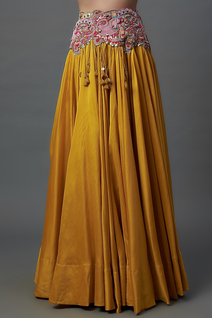 Yellow Organza Embroidered Butterfly Cape Set by Minaxi Dadoo at Pernia's Pop Up Shop