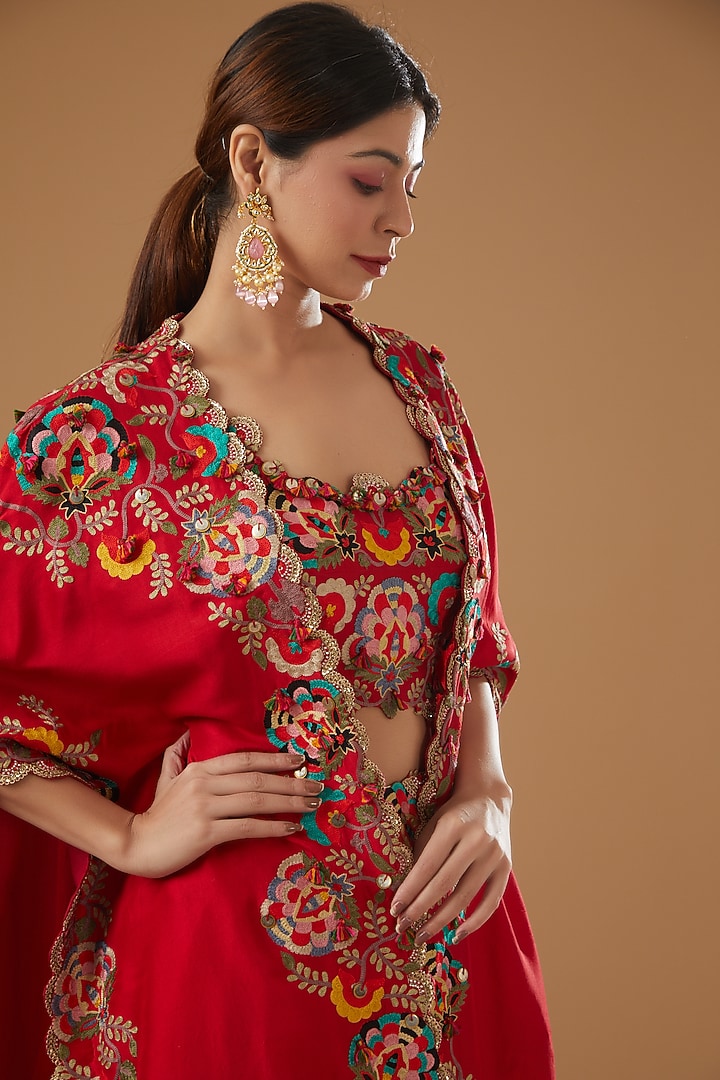Ivory Chanderi Embroidered Jacket Bridal Lehenga Set by Minaxi Dadoo at Pernia's Pop Up Shop