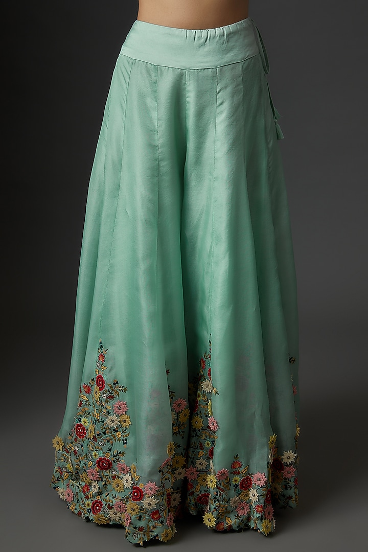 Powder Blue Organza Embroidered Bridal Sharara Set by Minaxi Dadoo at Pernia's Pop Up Shop