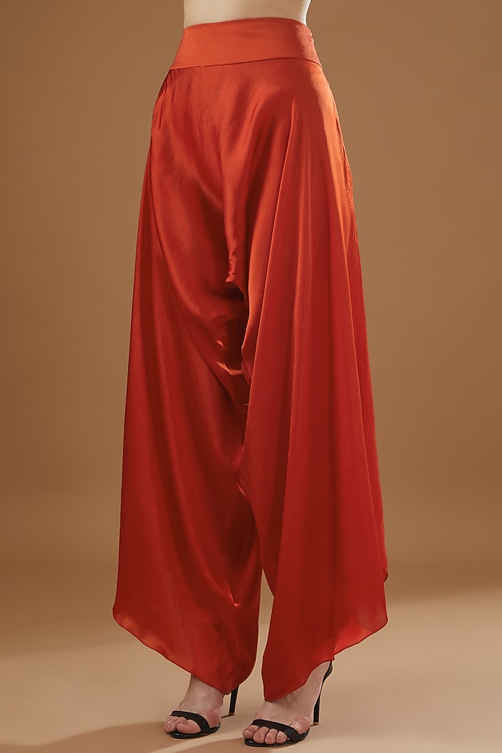 Rust Orange Dupion Embroidered Cape Set by Minaxi Dadoo at Pernia's Pop Up Shop