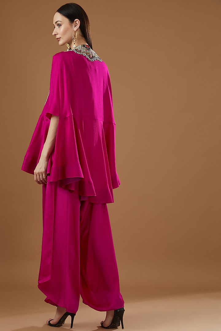 Rani Pink Dupion Cape Set by Minaxi Dadoo at Pernia's Pop Up Shop