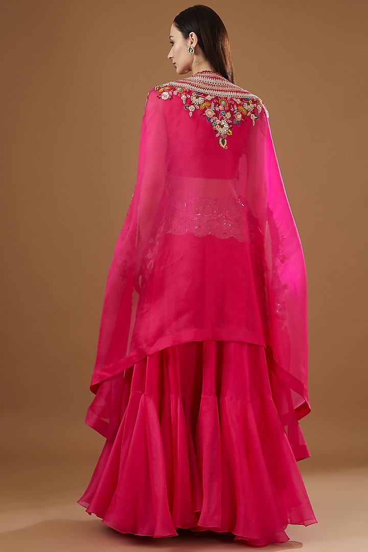 Rani Pink Organza & Silk Bridal Lehenga Set by Minaxi Dadoo at Pernia's Pop Up Shop