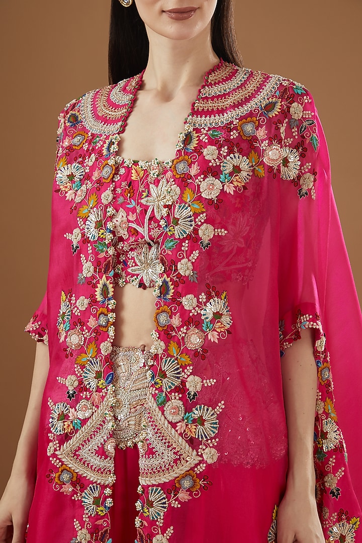 Rani Pink Organza & Silk Bridal Lehenga Set by Minaxi Dadoo at Pernia's Pop Up Shop