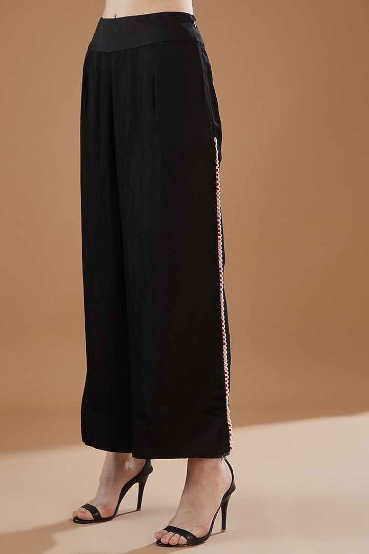 Black Dupion Embroidered Kurta Set by Minaxi Dadoo at Pernia's Pop Up Shop