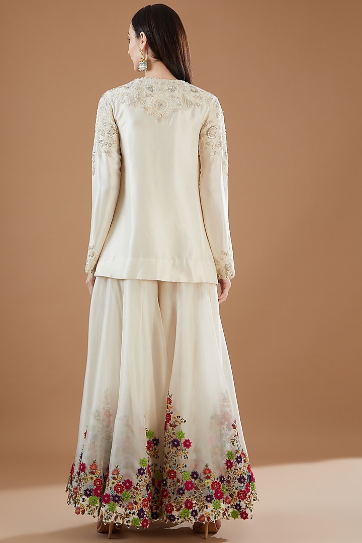 Ivory Organza Bridal Sharara Set by Minaxi Dadoo at Pernia's Pop Up Shop