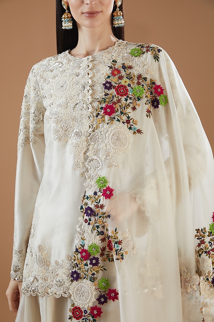 Ivory Organza Bridal Sharara Set by Minaxi Dadoo at Pernia's Pop Up Shop