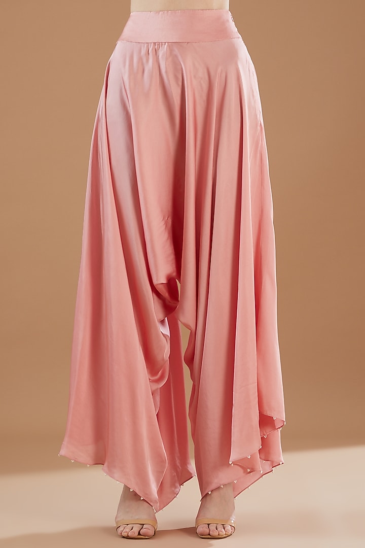 Pink Dupion & Organza Hanky Cape Set by Minaxi Dadoo at Pernia's Pop Up Shop