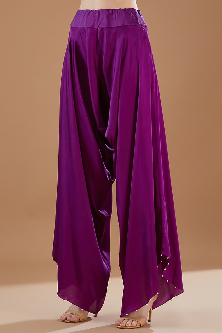 Purple Dupion & Organza Embroidered Cape Set by Minaxi Dadoo at Pernia's Pop Up Shop