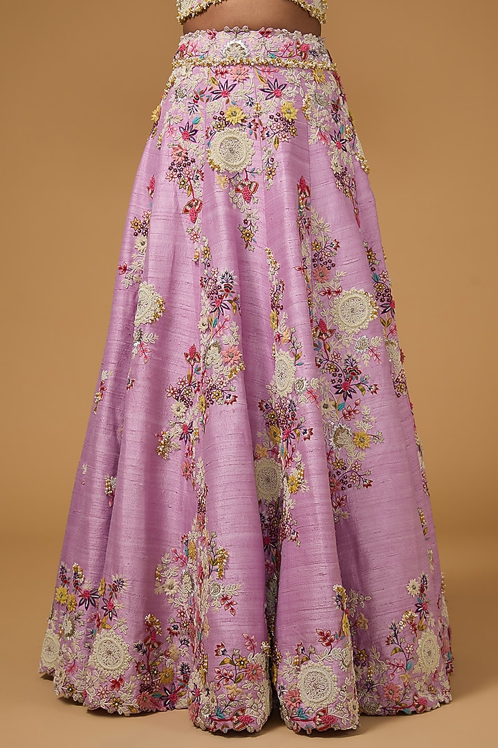 Lavender Silk Thread Work Bridal Lehenga Set by Minaxi Dadoo at Pernia's Pop Up Shop
