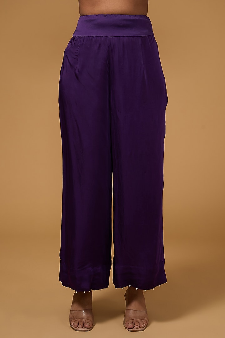 Violet Dupion Dori Work Long Kurta Set by Minaxi Dadoo at Pernia's Pop Up Shop