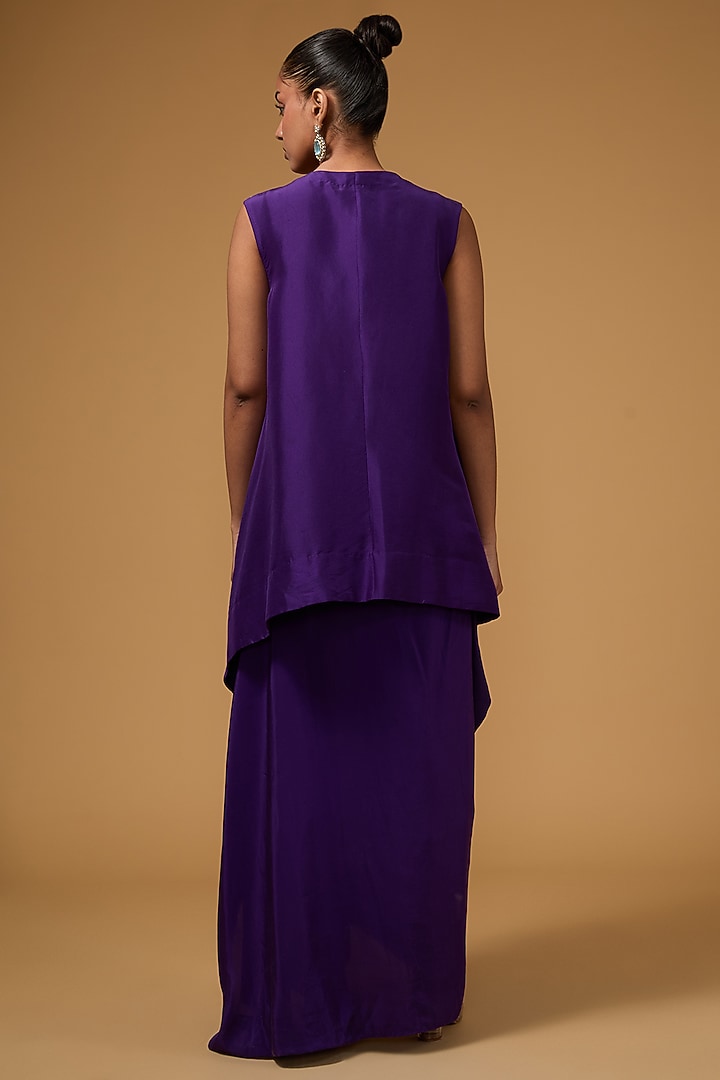 Purple Organza Zari Embroidered Cape Set by Minaxi Dadoo at Pernia's Pop Up Shop