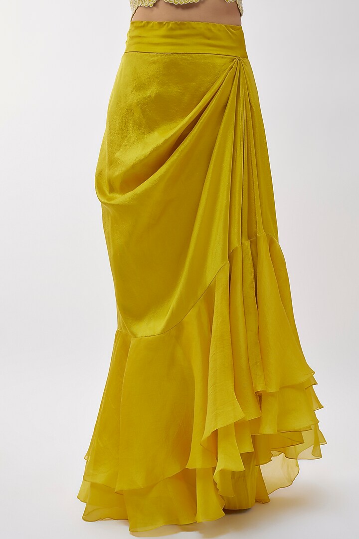 Yellow Silk & Organza Skirt Set by Minaxi Dadoo at Pernia's Pop Up Shop