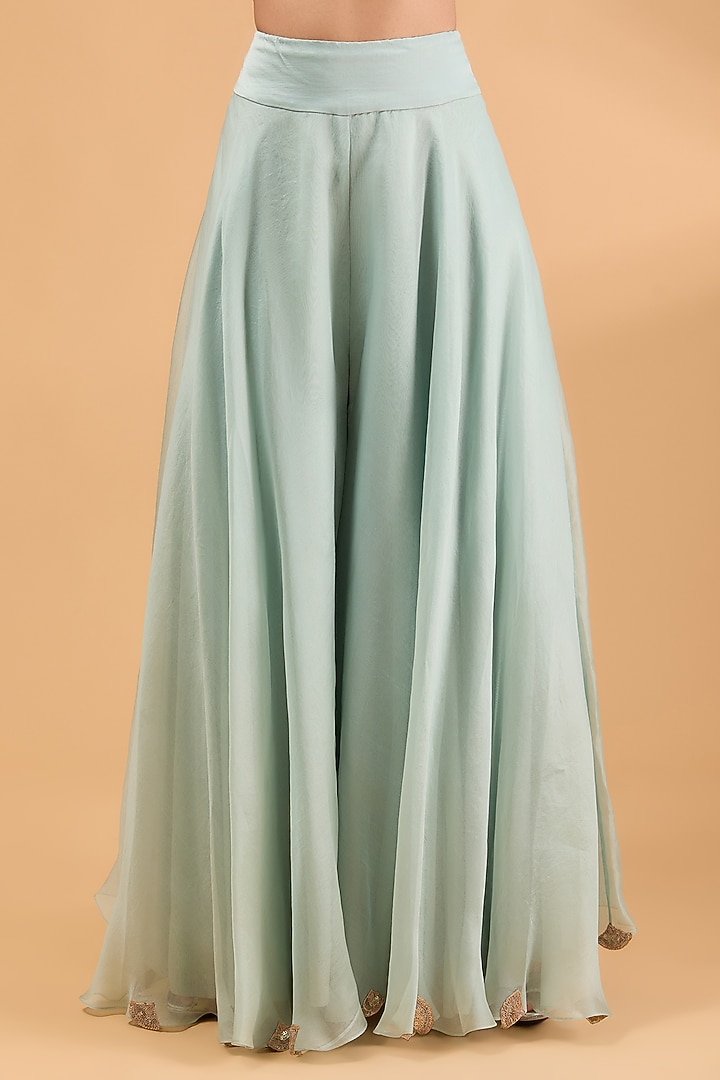 Powder Blue Organza Bridal Sharara Set by Minaxi Dadoo at Pernia's Pop Up Shop