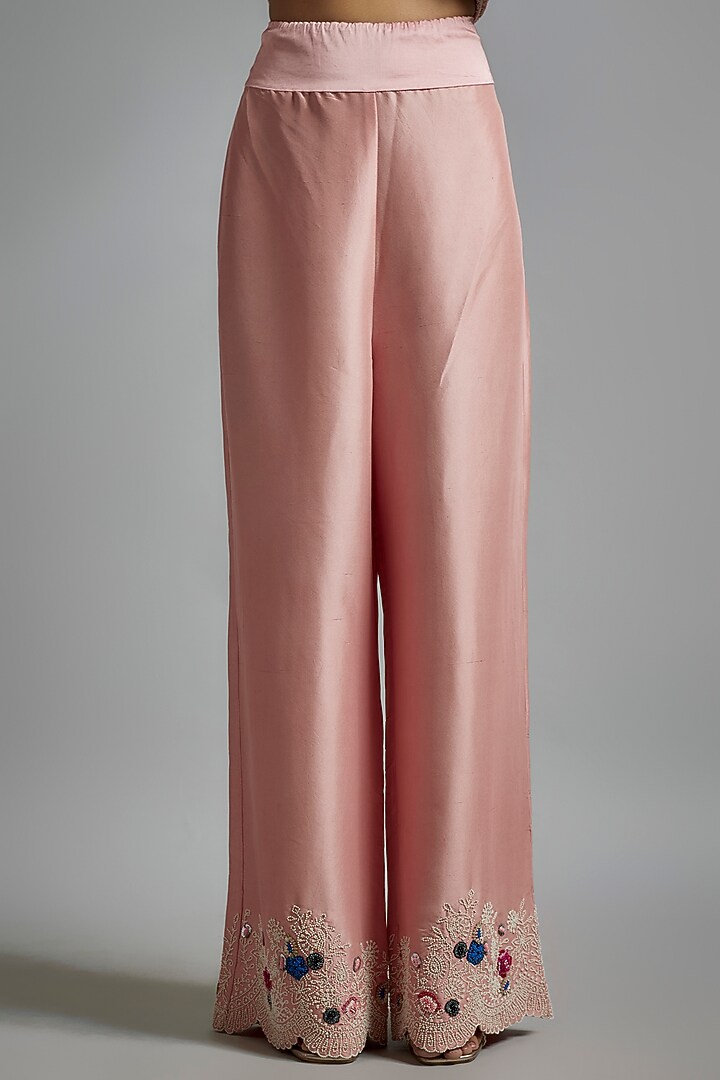 Pink Dupion Thread & Pearl Work Jacket Set by Minaxi Dadoo at Pernia's Pop Up Shop