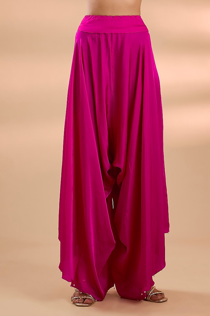 Rani Pink Dupion Embroidered Cape Set by Minaxi Dadoo at Pernia's Pop Up Shop