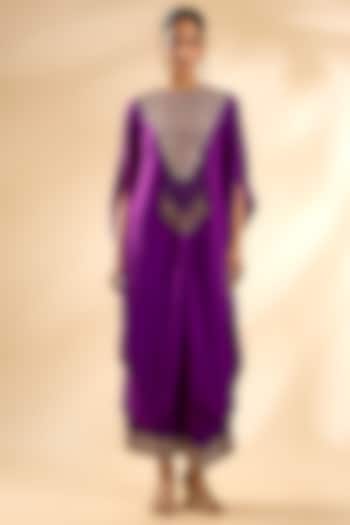 Purple Dupion Silk Kaftan Set by Minaxi Dadoo at Pernia's Pop Up Shop