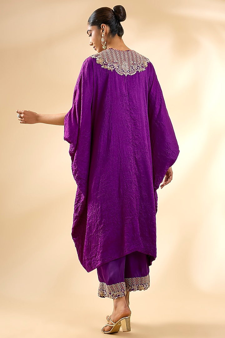 Purple Dupion Silk Kaftan Set by Minaxi Dadoo at Pernia's Pop Up Shop