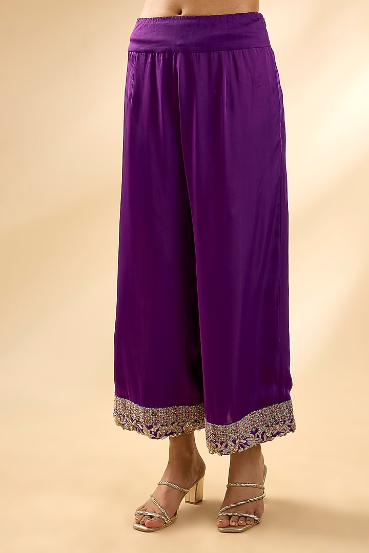 Purple Dupion Silk Kaftan Set by Minaxi Dadoo at Pernia's Pop Up Shop