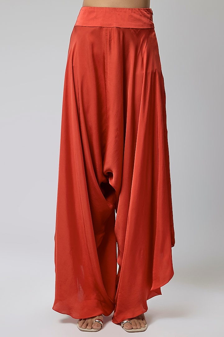 Rust Orange Dupion Silk Cape Set by Minaxi Dadoo at Pernia's Pop Up Shop