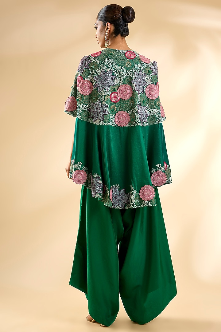 Green Silk Cape Set by Minaxi Dadoo at Pernia's Pop Up Shop