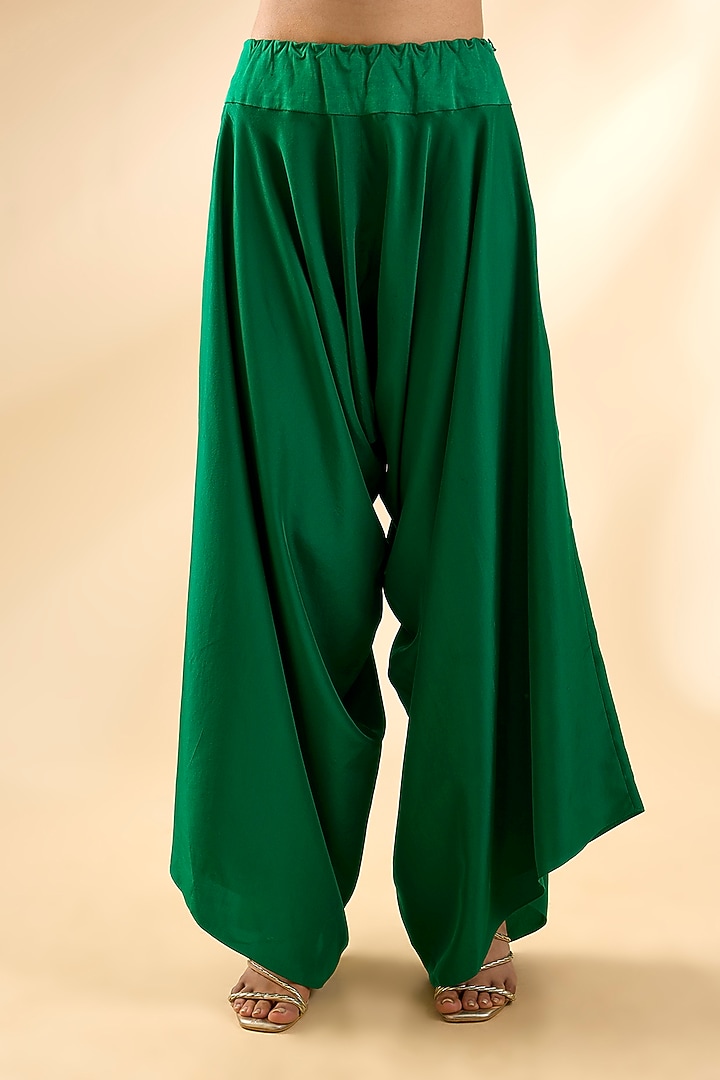 Green Silk Cape Set by Minaxi Dadoo at Pernia's Pop Up Shop