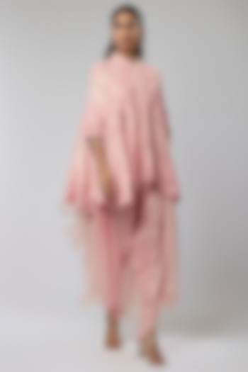 Pink Dupion Moti Work Cape Set by Minaxi Dadoo at Pernia's Pop Up Shop