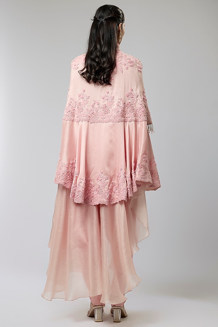 Pink Dupion Moti Work Cape Set by Minaxi Dadoo at Pernia's Pop Up Shop