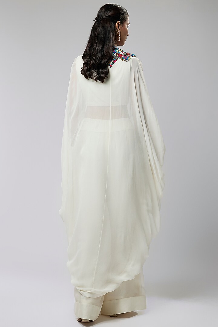 Ivory Silk Cape Set by Minaxi Dadoo at Pernia's Pop Up Shop
