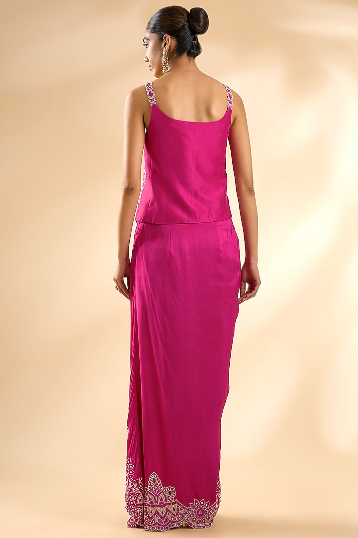 Rani Pink Dupion Silk Cape Set by Minaxi Dadoo at Pernia's Pop Up Shop