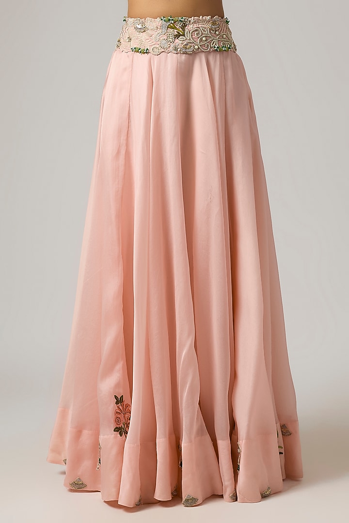 Pink Organza Embroidered Cape Set by Minaxi Dadoo at Pernia's Pop Up Shop