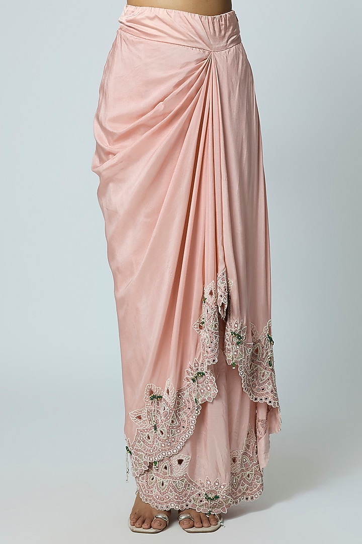 Pink Organza Embroidered Cape Set by Minaxi Dadoo at Pernia's Pop Up Shop