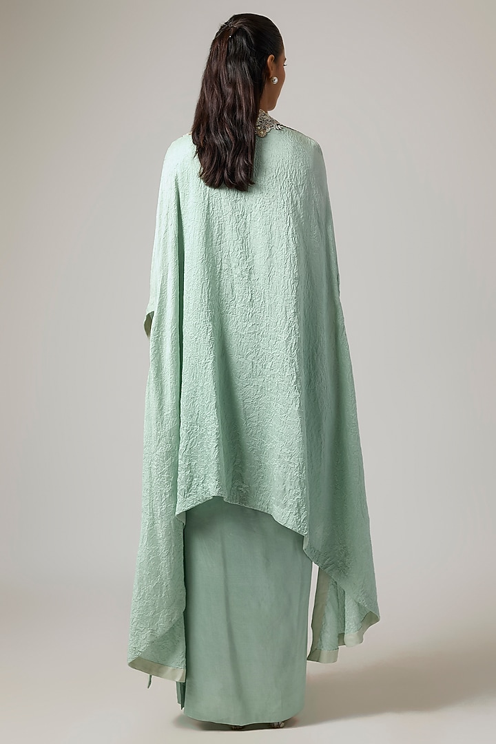 Powder Blue Silk Embroidered Cape Set by Minaxi Dadoo at Pernia's Pop Up Shop