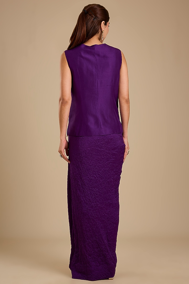 Purple Dupion Silk Thread Work Butterfly Cape Set by Minaxi Dadoo at Pernia's Pop Up Shop
