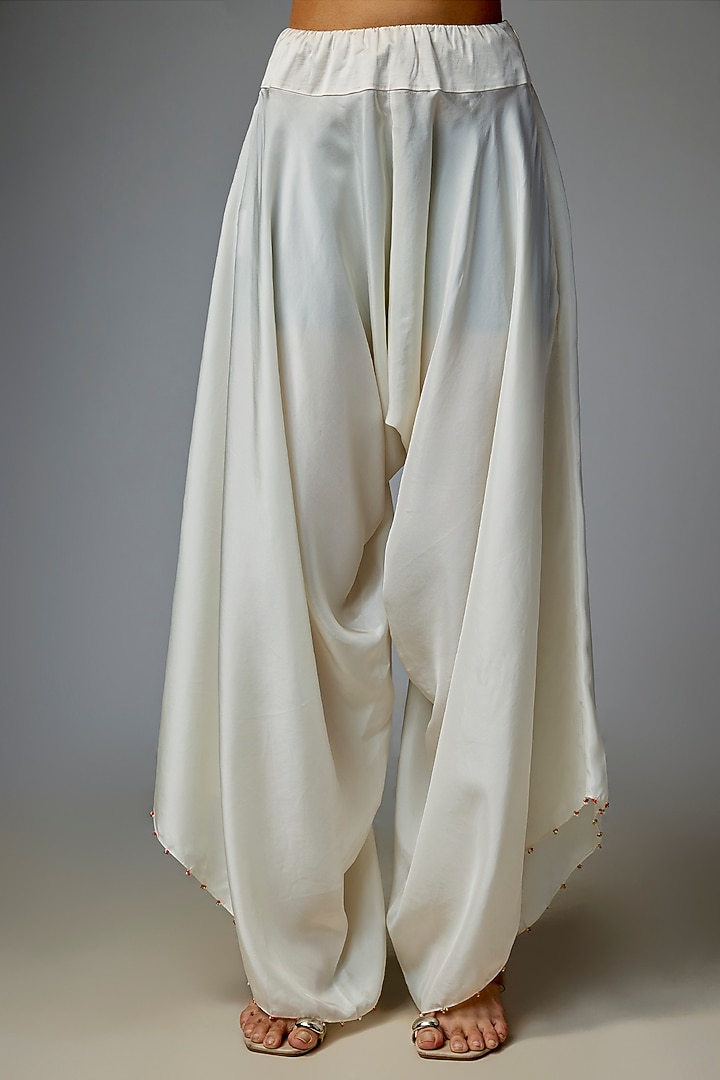 Ivory Silk & Organza Embroidered Butterfly Cape Set by Minaxi Dadoo at Pernia's Pop Up Shop