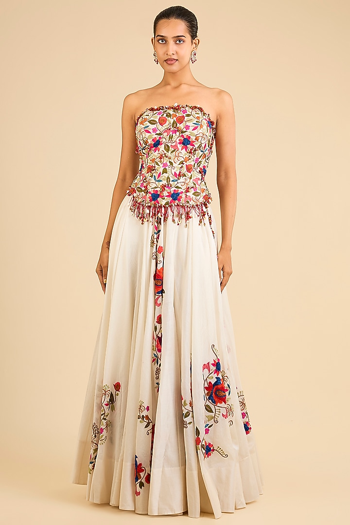 Ivory Chanderi Skirt Set by Minaxi Dadoo at Pernia's Pop Up Shop