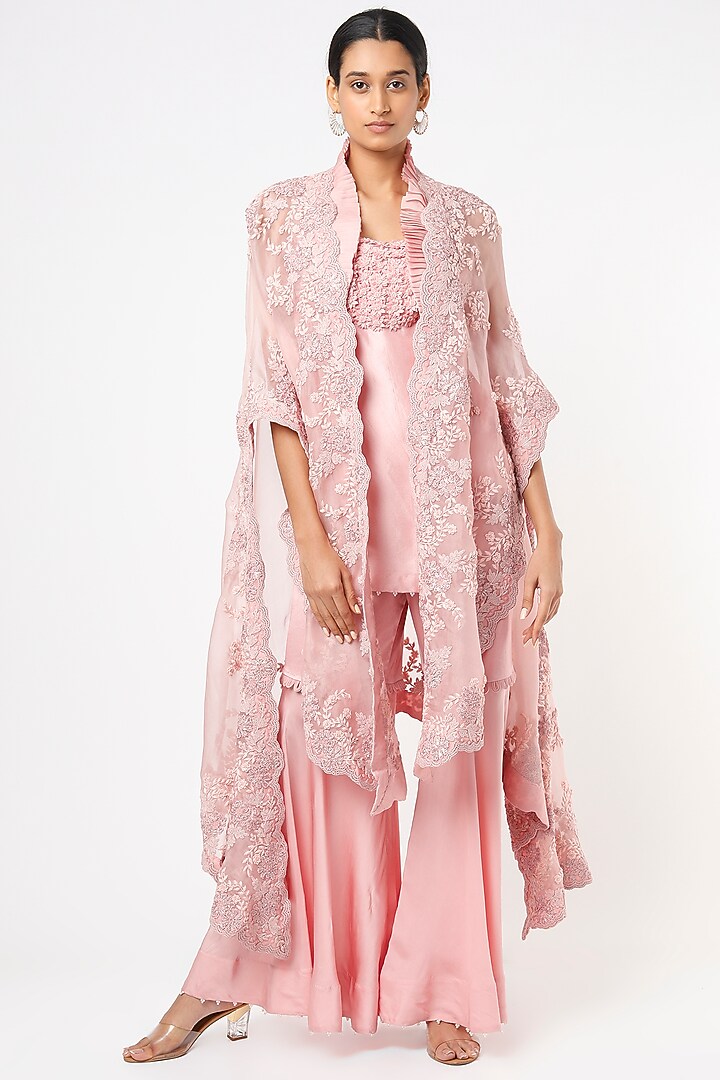 Pink Dupion Gharara Set by Minaxi Dadoo at Pernia's Pop Up Shop