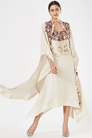 Off-White Dupion Jacket Dress by Minaxi Dadoo