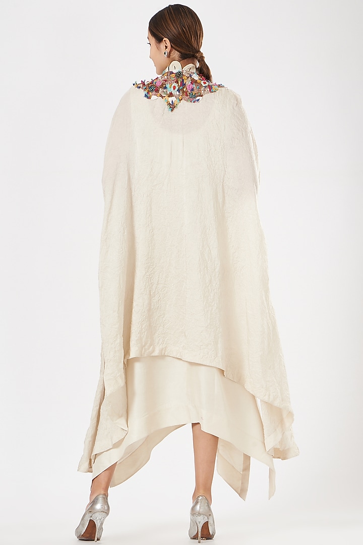Off-White Dupion Jacket Party Wear Dress by Minaxi Dadoo at Pernia's Pop Up Shop