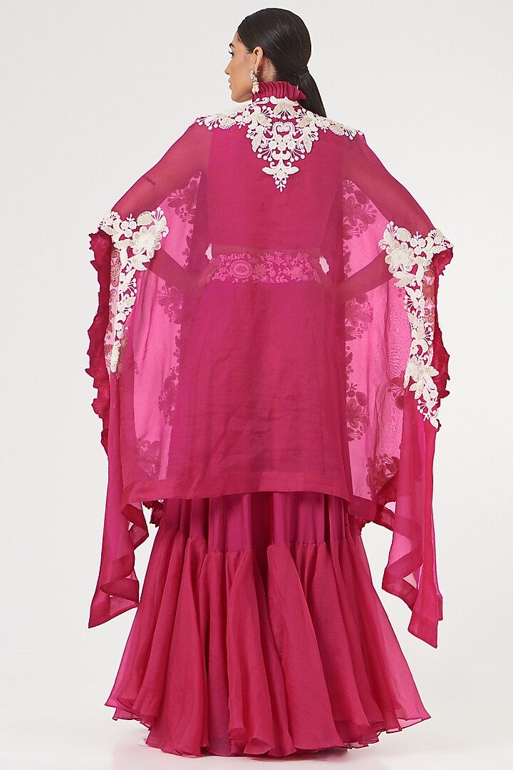 Rani Pink Organza Skirt Set by Minaxi Dadoo at Pernia's Pop Up Shop