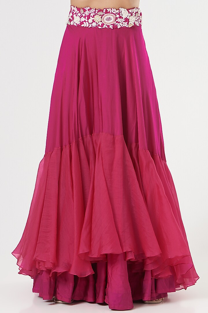 Rani Pink Organza Skirt Set by Minaxi Dadoo at Pernia's Pop Up Shop