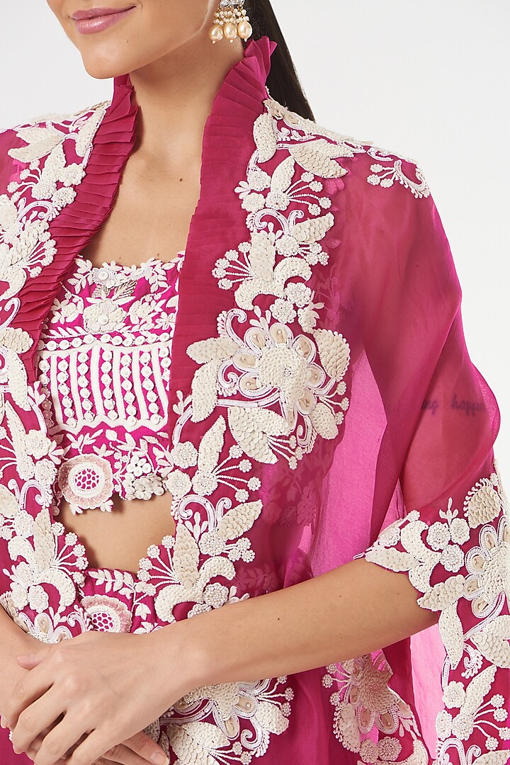 Rani Pink Organza Skirt Set by Minaxi Dadoo at Pernia's Pop Up Shop