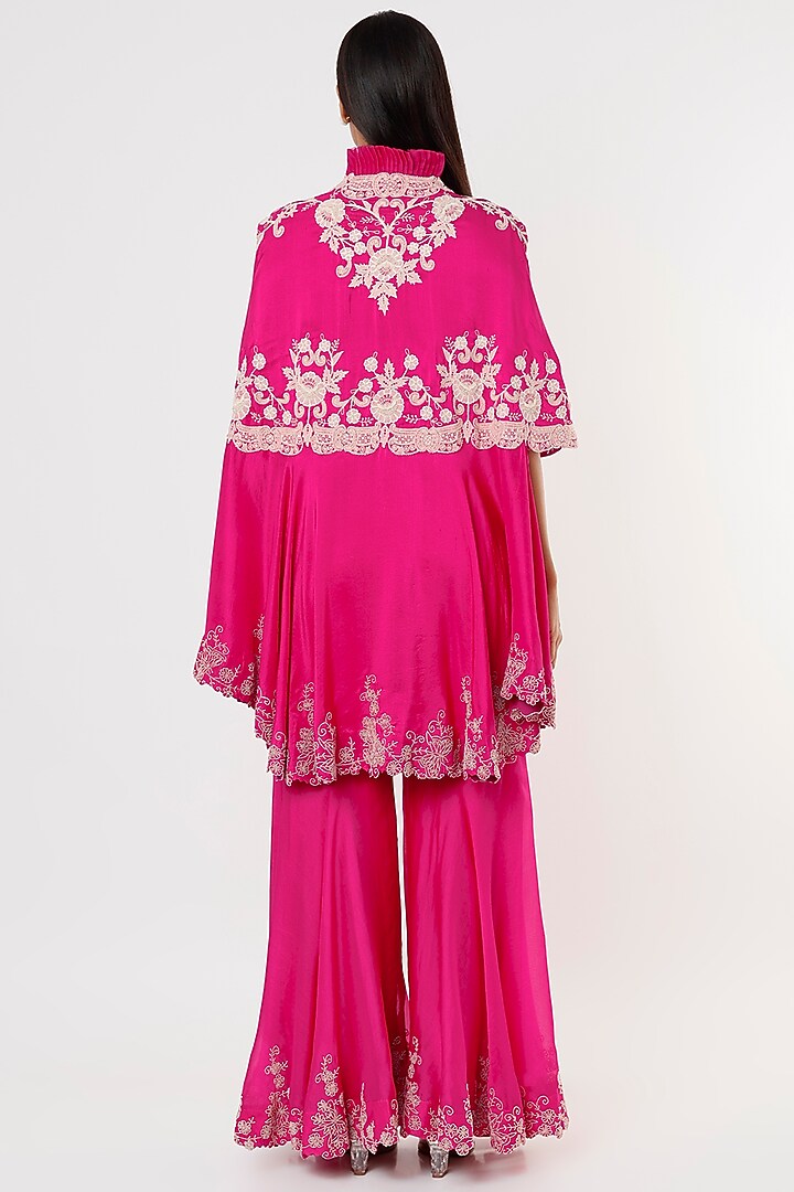 Rani Pink Dupion Cape Set by Minaxi Dadoo at Pernia's Pop Up Shop
