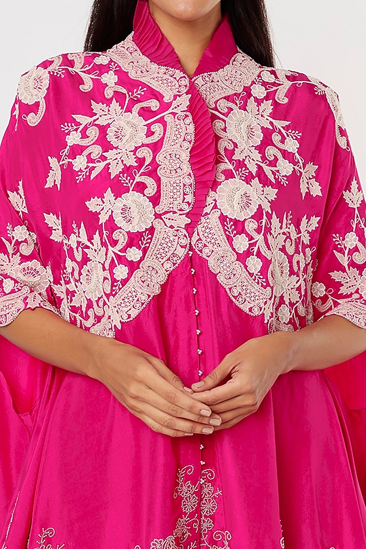 Rani Pink Dupion Cape Set by Minaxi Dadoo at Pernia's Pop Up Shop