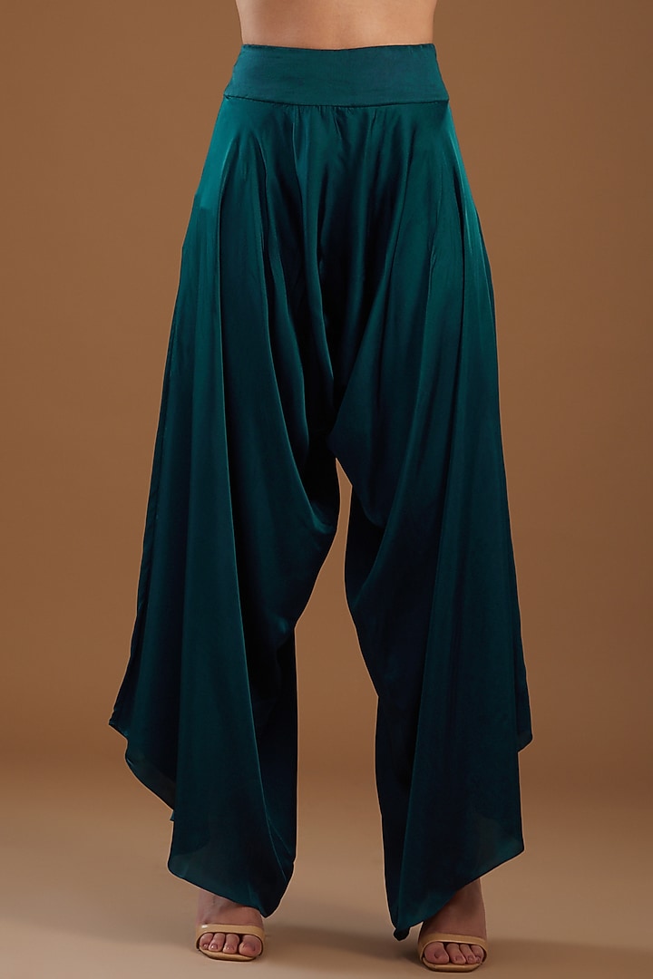 Peacock Blue Dupion Cape Set by Minaxi Dadoo at Pernia's Pop Up Shop