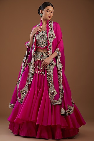 Rani Pink Skirt & Bahaar Cape Set