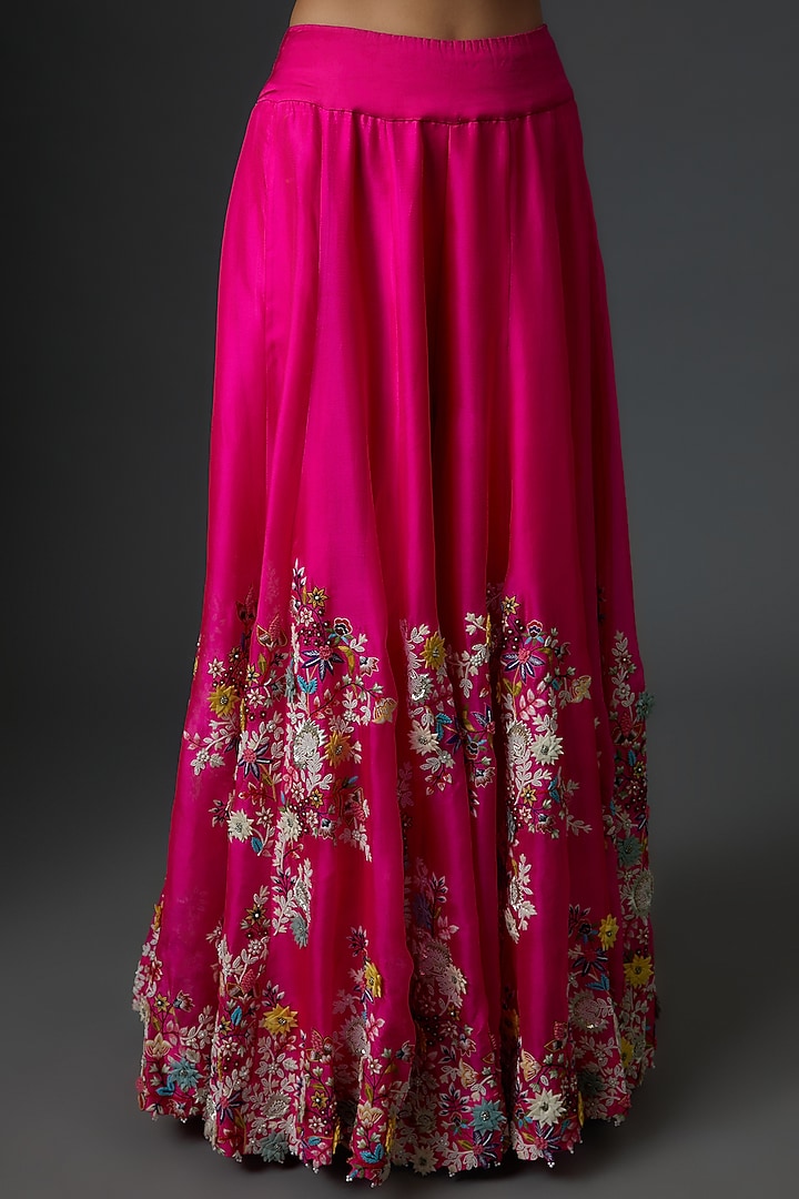Pink Organza Embroidered Bridal Sharara Set by Minaxi Dadoo at Pernia's Pop Up Shop