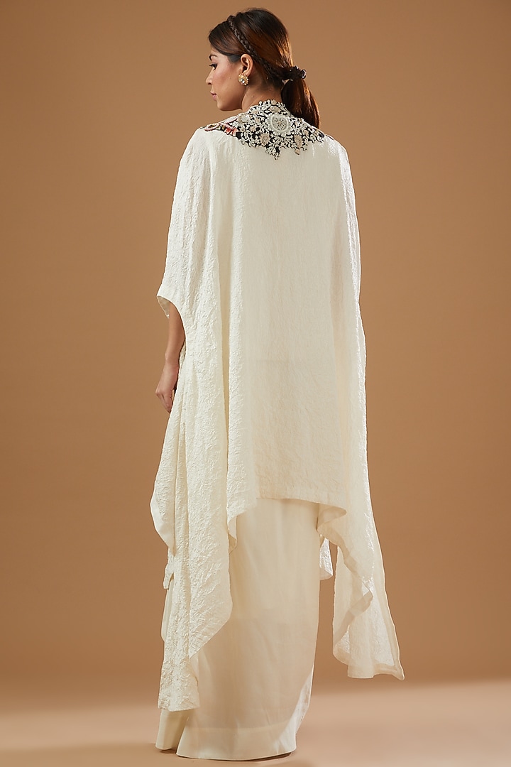 Ivory Silk & Organza Cape Set by Minaxi Dadoo at Pernia's Pop Up Shop